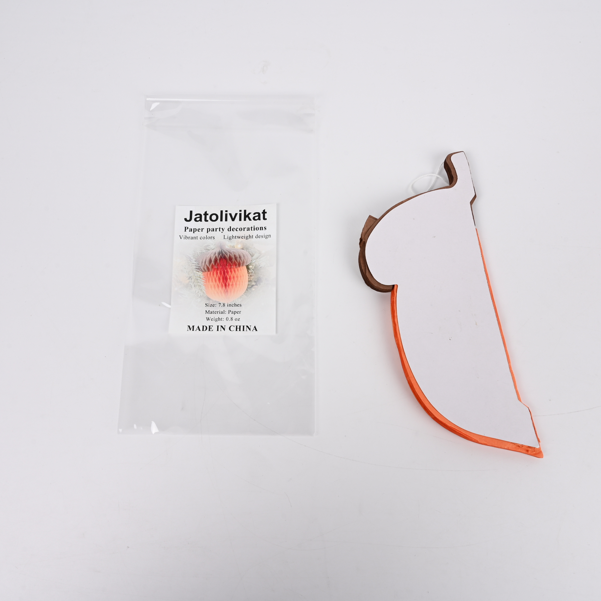 Jatolivikat Pine Cone Honeycomb Party Decoration, 7.8 Inch Orange and Brown Paper Honeycomb Ball for Christmas Tree Ornaments, Fall Thanksgiving Home Party Decoration - Image 2