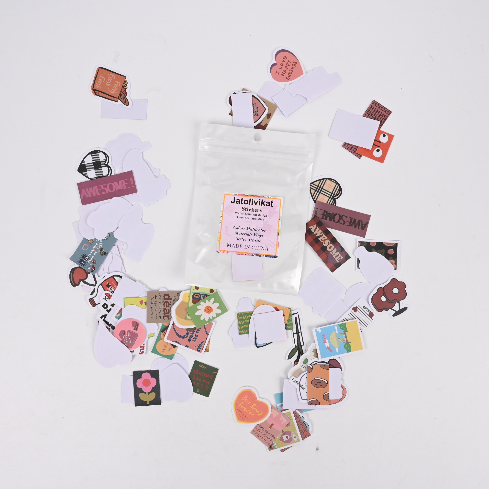 Jatolivikat 50 Pcs Vintage Botanical Stickers, 5x5 Inch Waterproof Aesthetic Sticker Pack for Journaling, Laptop, Water Bottle, Scrapbook, DIY Decoration